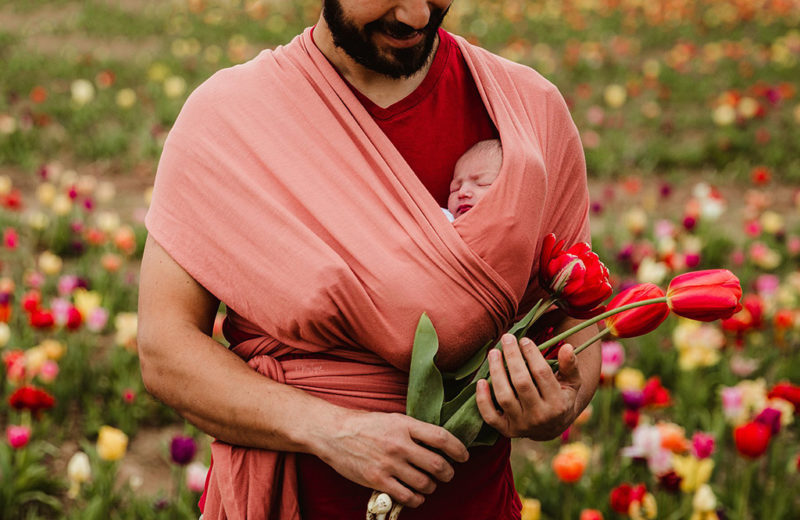 newborn photo session in tulips in Fredericksburg, VA