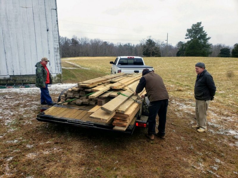 racking up the barn wood, Virginia