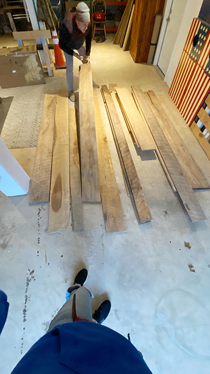 selecting the barn wood flooring for Virginia photography studio