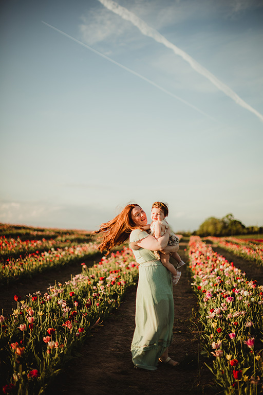 Mommy and Me session in tulips in Northern Virginia