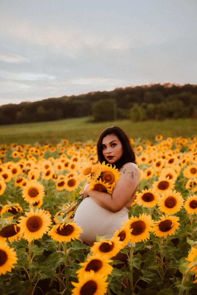 pregnancy photos in sunflower field