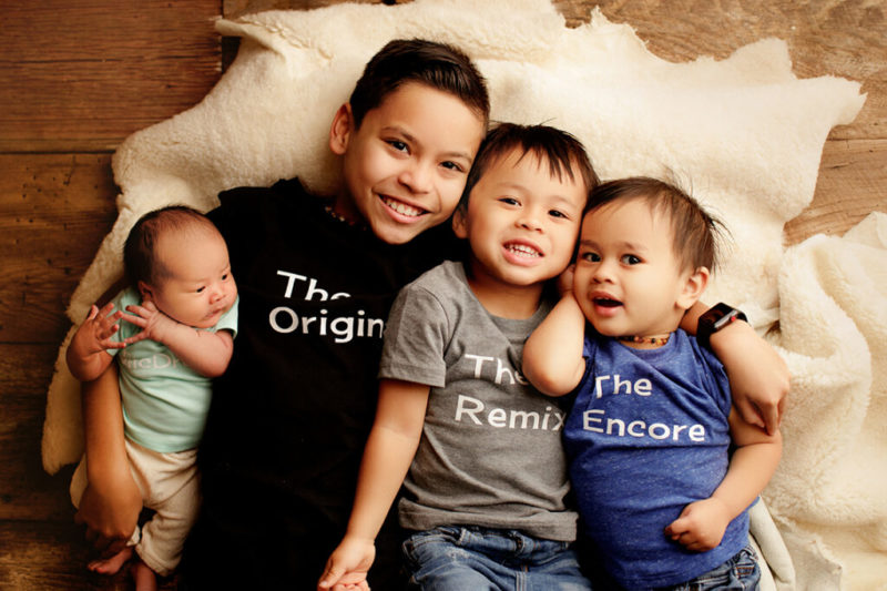 four brothers at newborn photo shoot Virginia 
