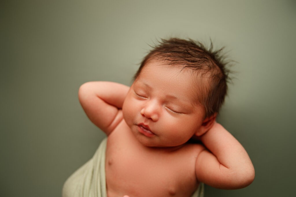 sleepy newborn baby at photo session, Virginia