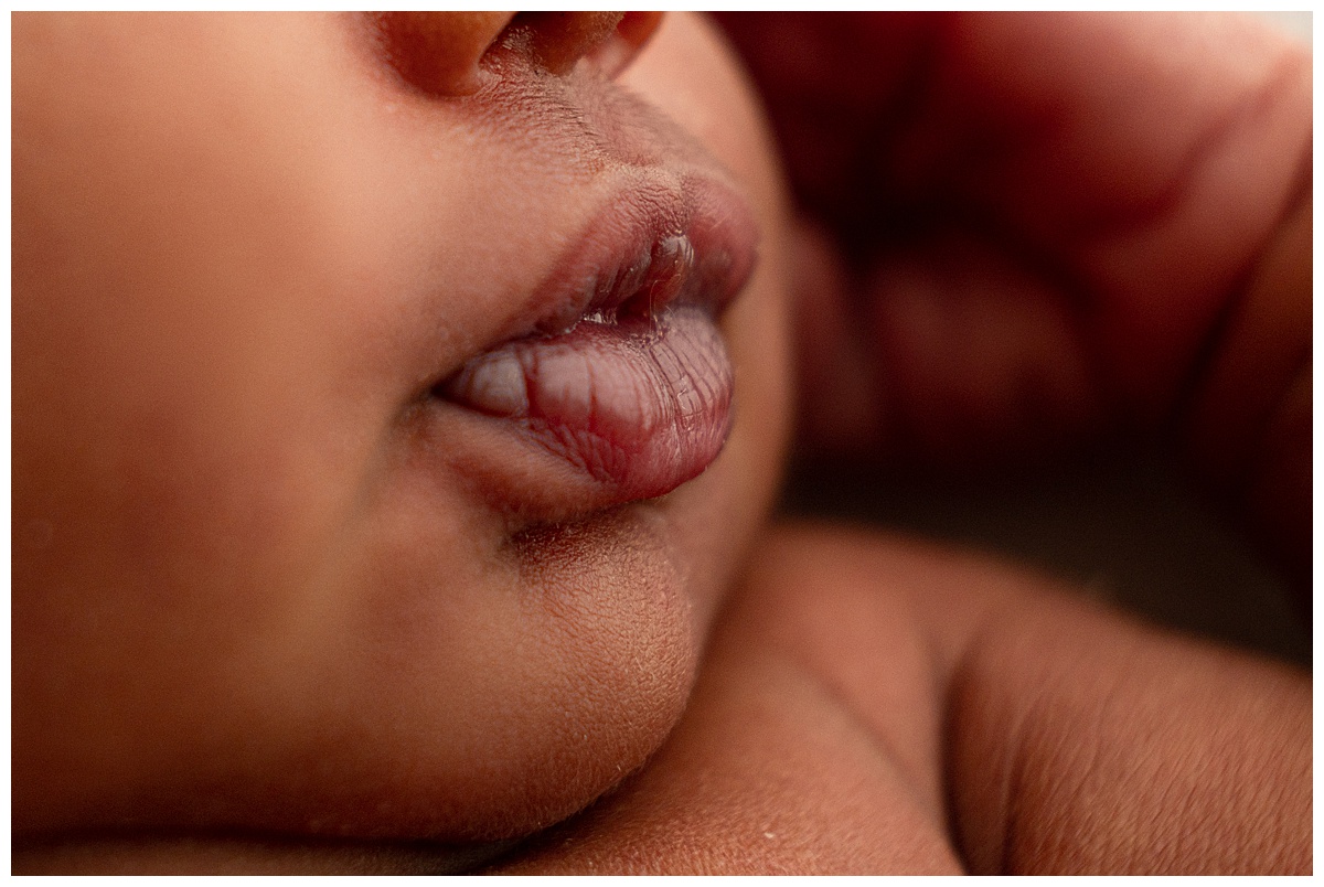 Puckered baby lips for Washington DC Newborn Photographer
