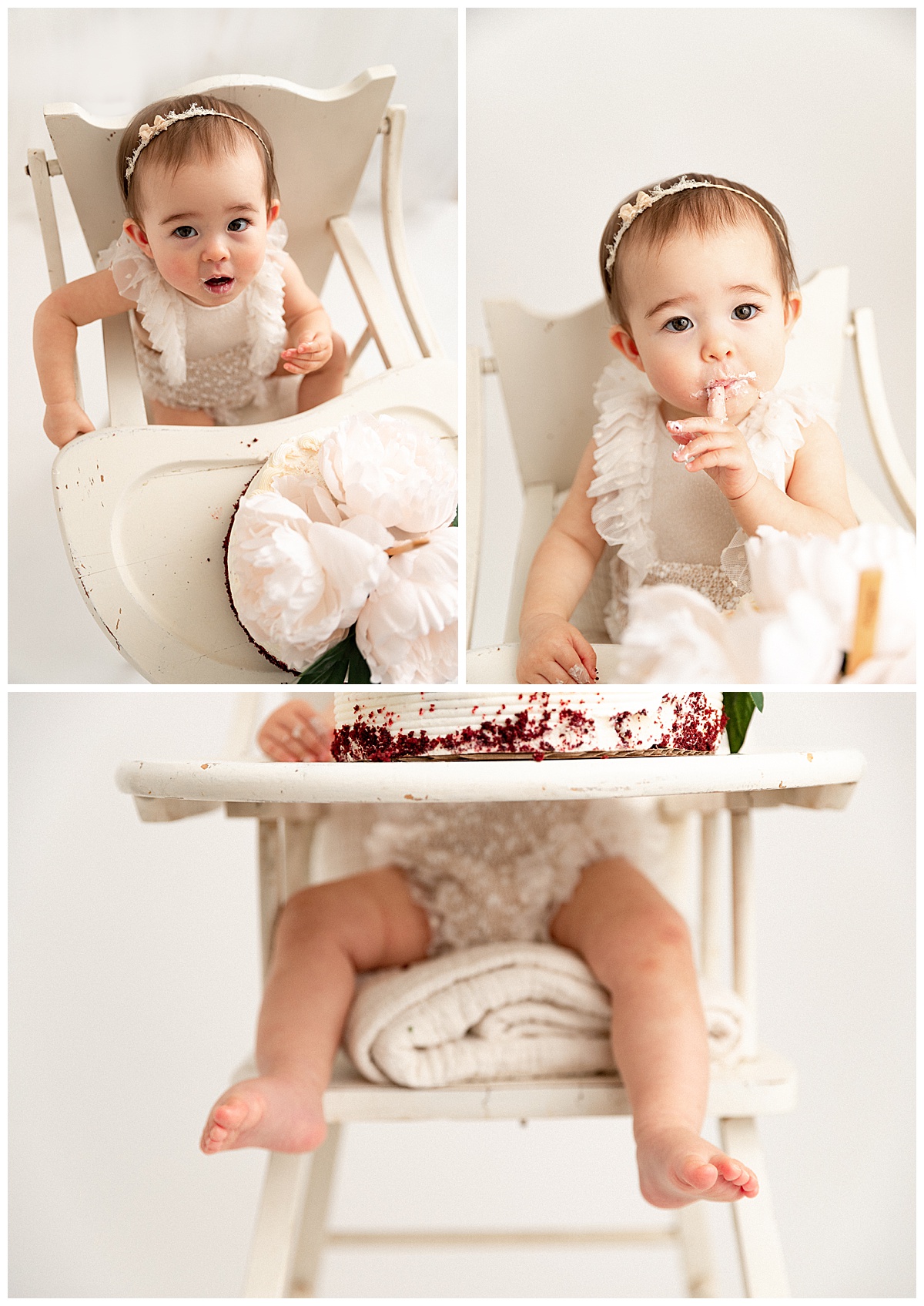 Baby sitting in high chair by Norma Fayak Photography