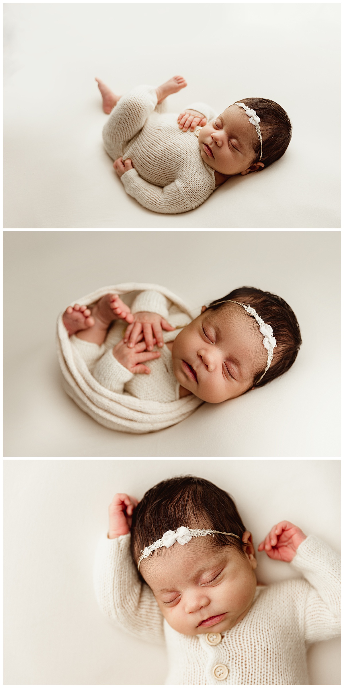 Little one laying on white puffy blanket for Norma Fayak Photography