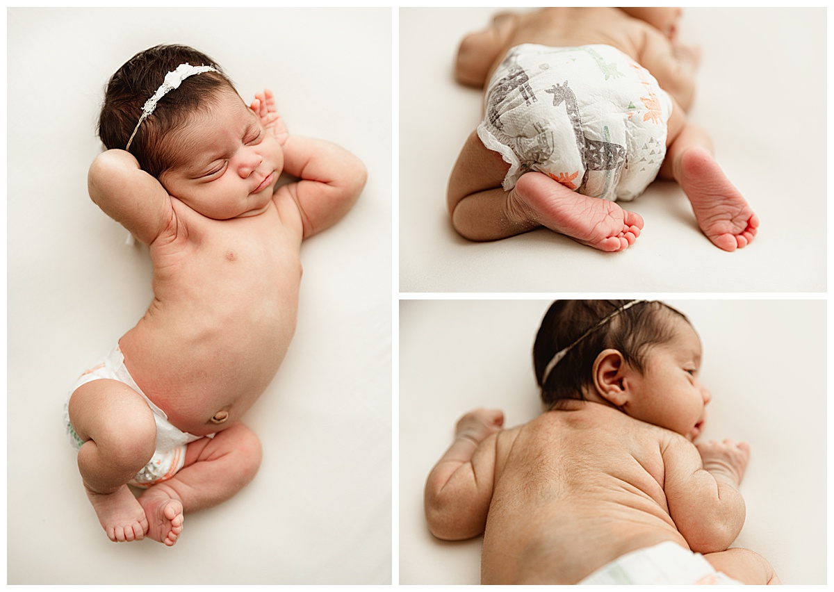 Baby girl stretches big for Washington DC Newborn Photographer