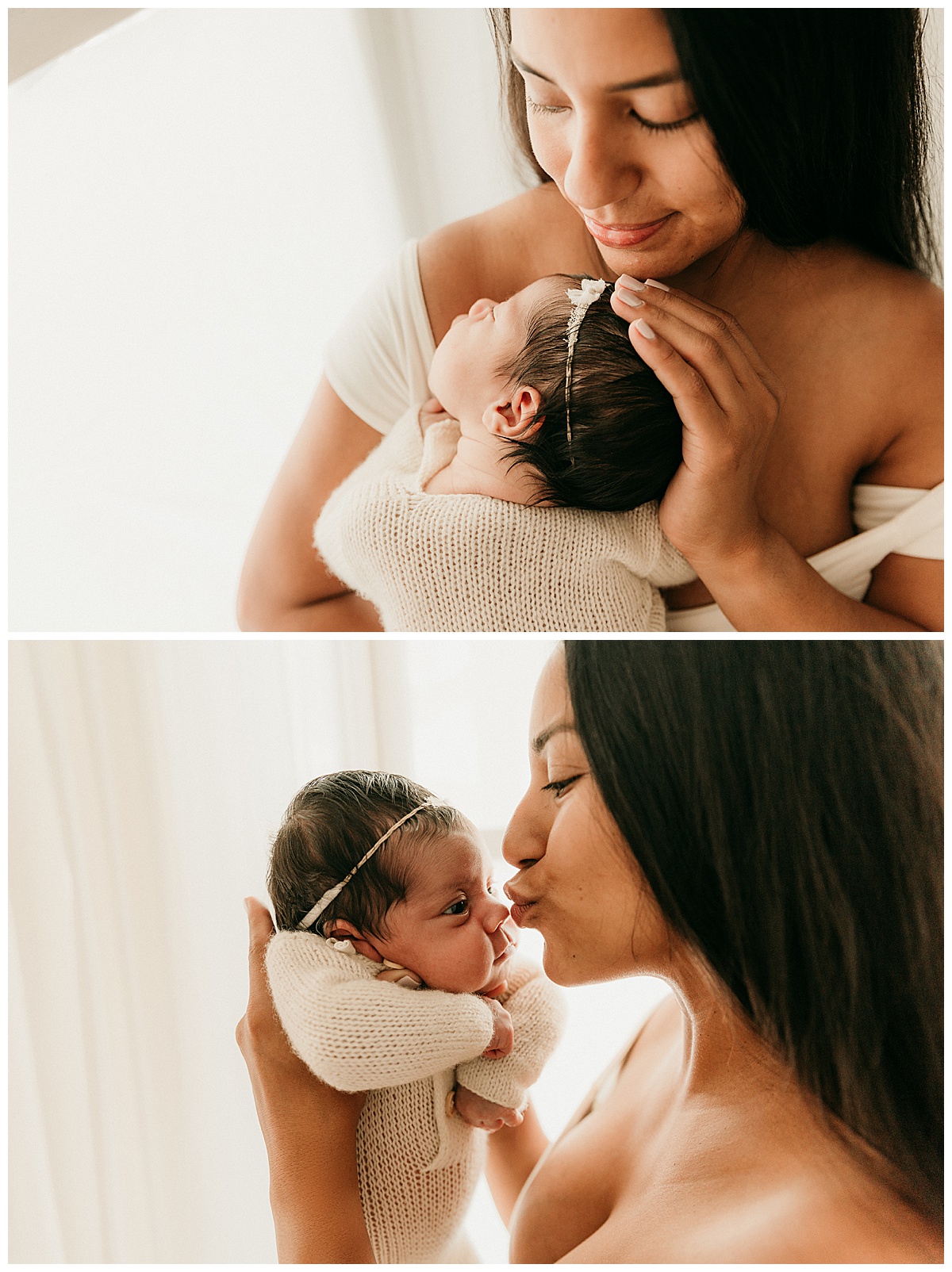 Mom holds baby close for Washington DC Newborn Photographer