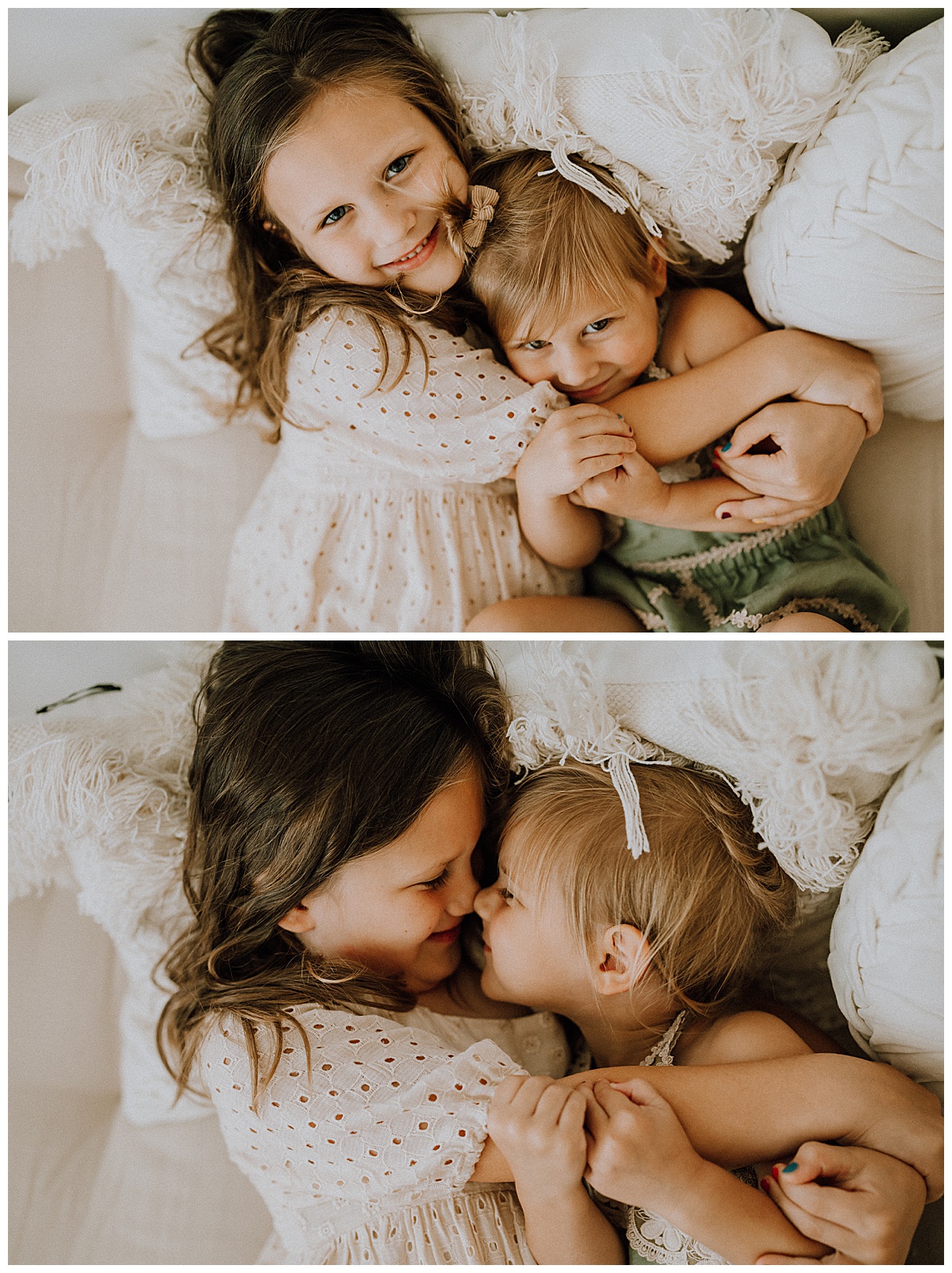 Sisters snuggle during return clients shoot