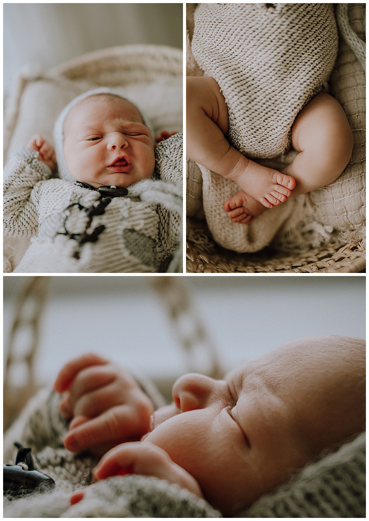 Baby boy nose, smile and toes by Washington DC Newborn Photographer