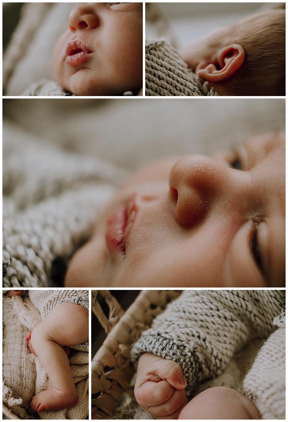 Up close and facial details of infant by Washington DC Newborn Photographer
