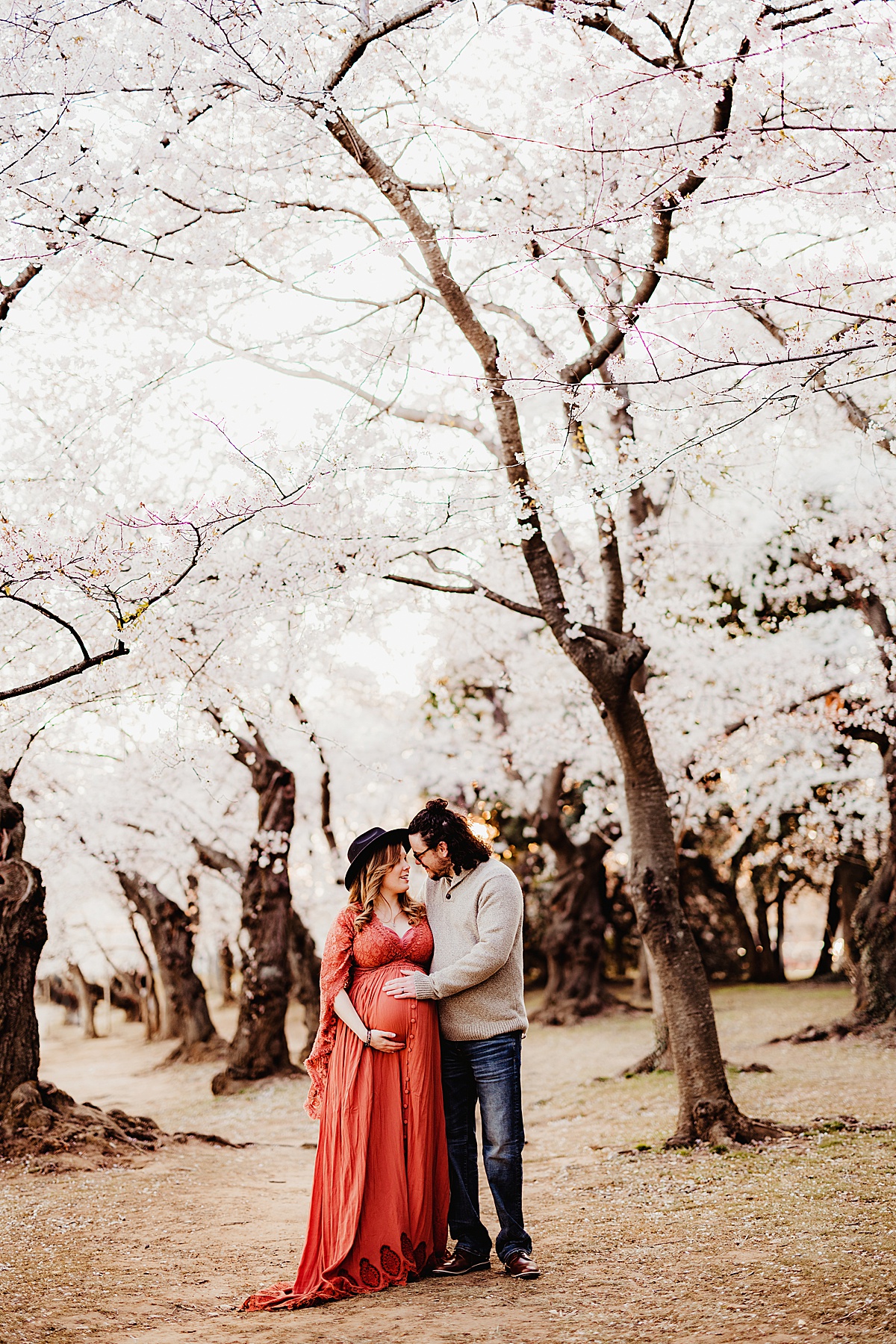 Maternity Session in Cherry Blossoms by Washington DC Photographer