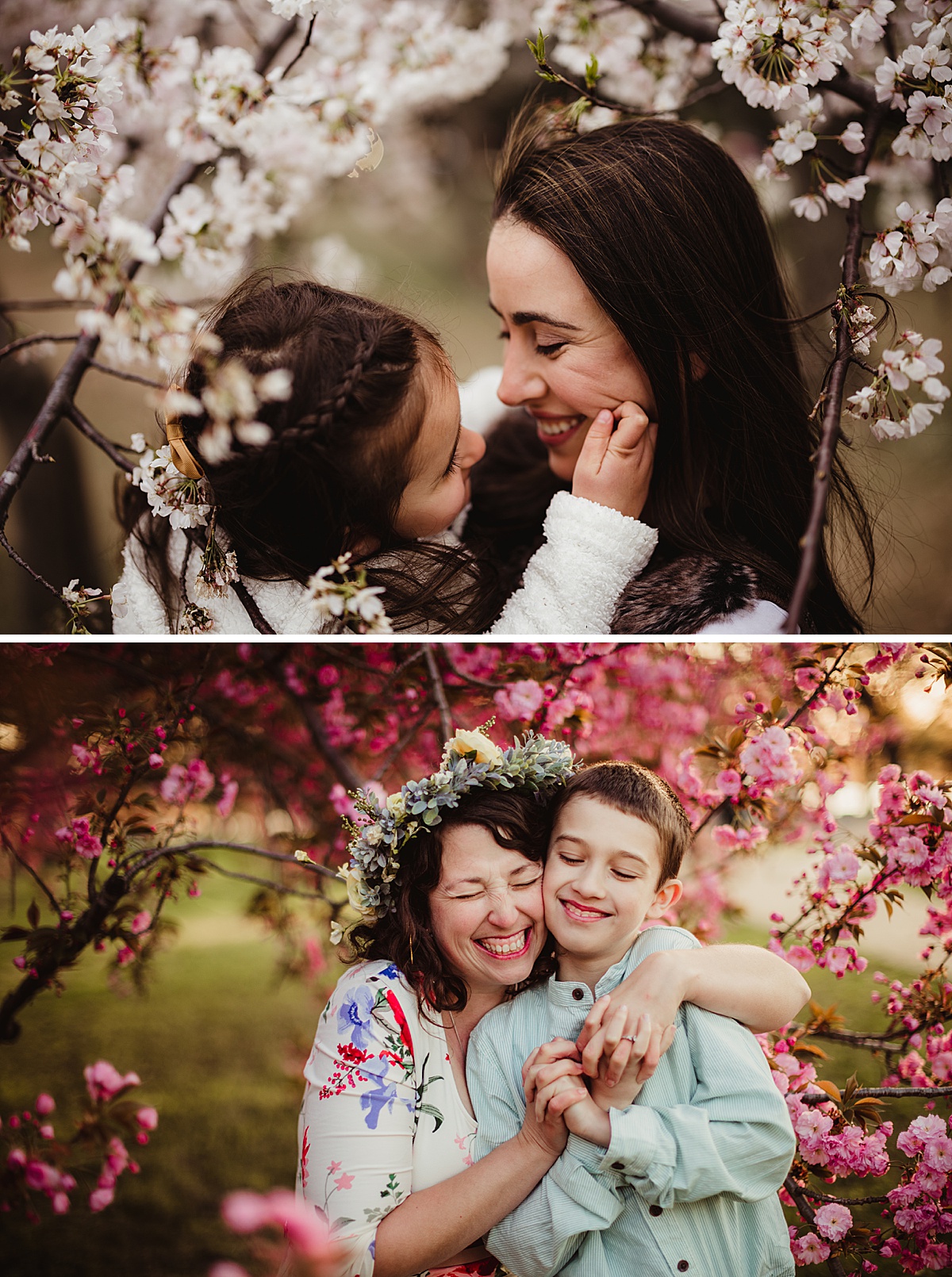 Mothers and children in cherry blossoms by DC Family Photographer
