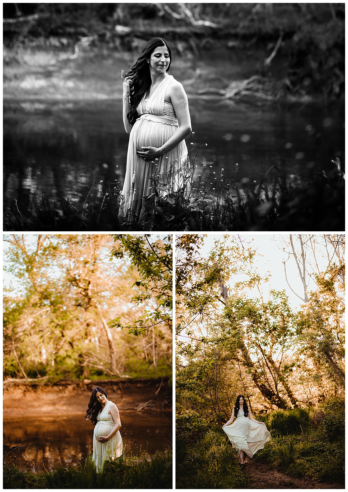Mom looks down to pregnant belly during Motherhood Journey