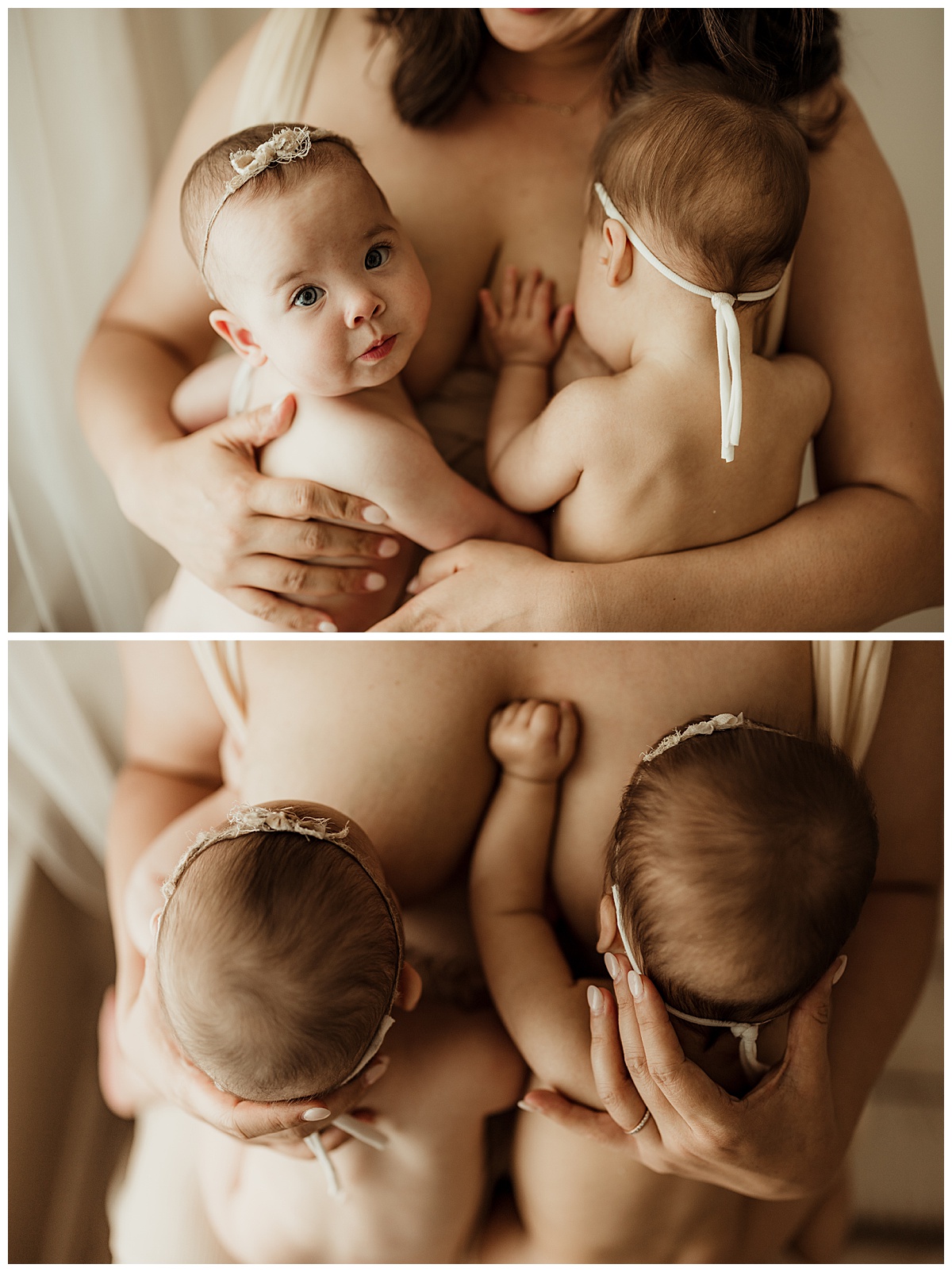 Infant  girls nurse for Washington DC Newborn Photographer