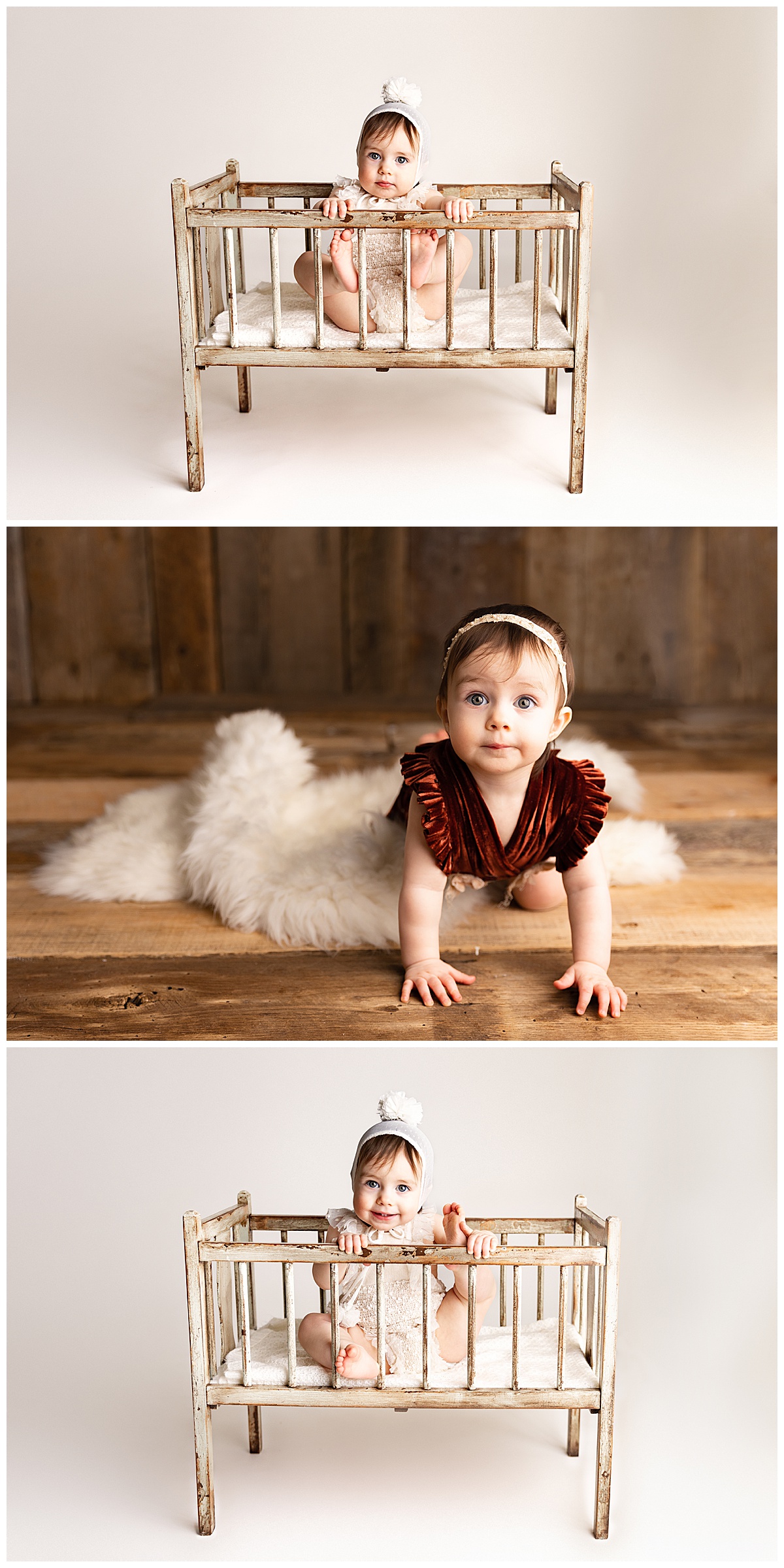 Sweet baby girl in adorable outfits for Norma Fayak Photography