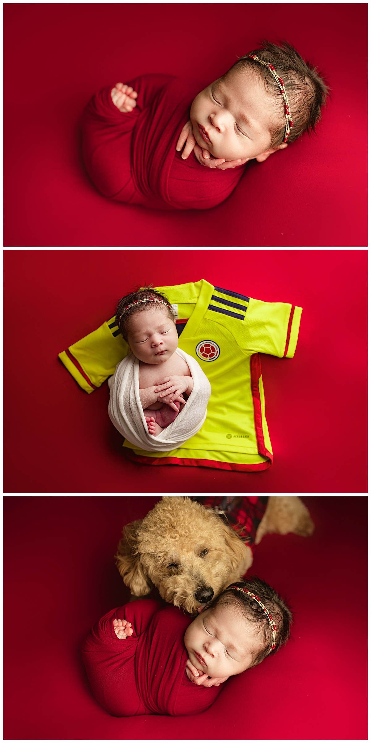 Infant lays on soccer jersey looking Posed and Perfect