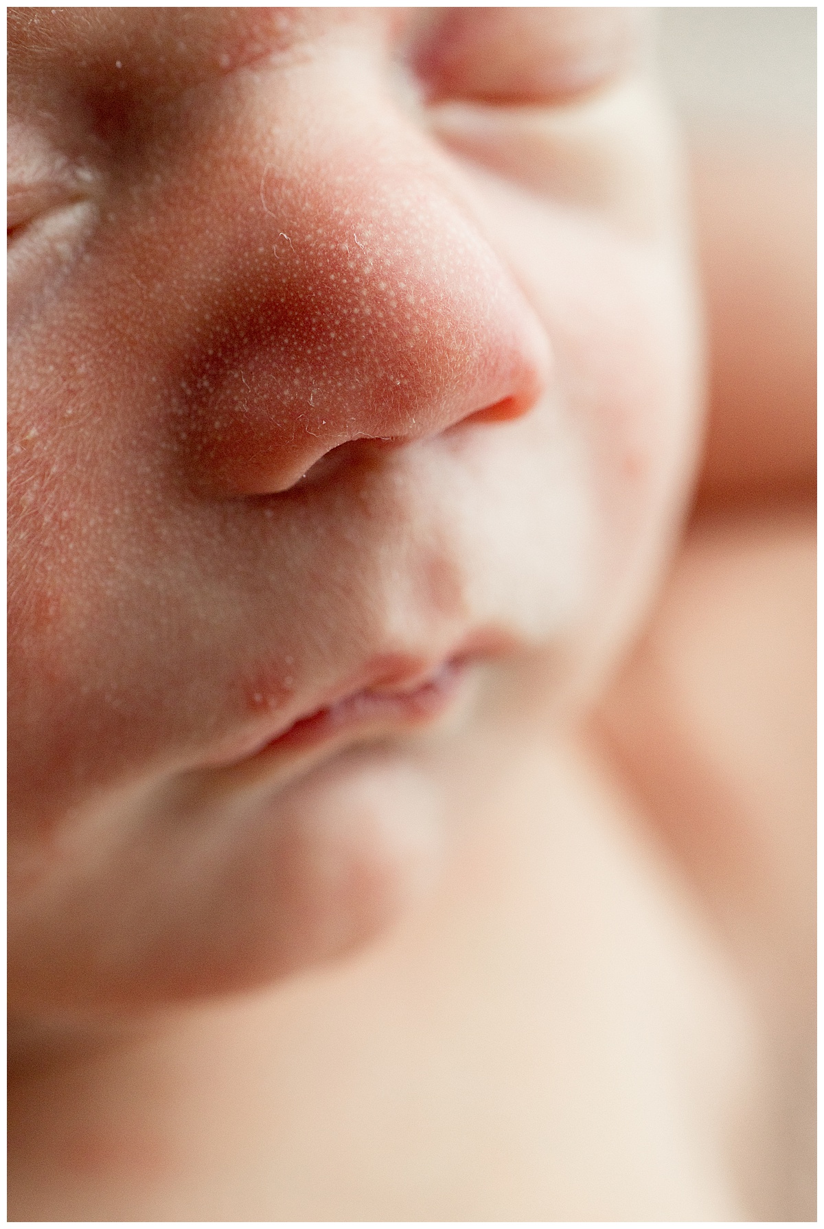 Infant's tiny nose for Intimate Studio Newborn Session