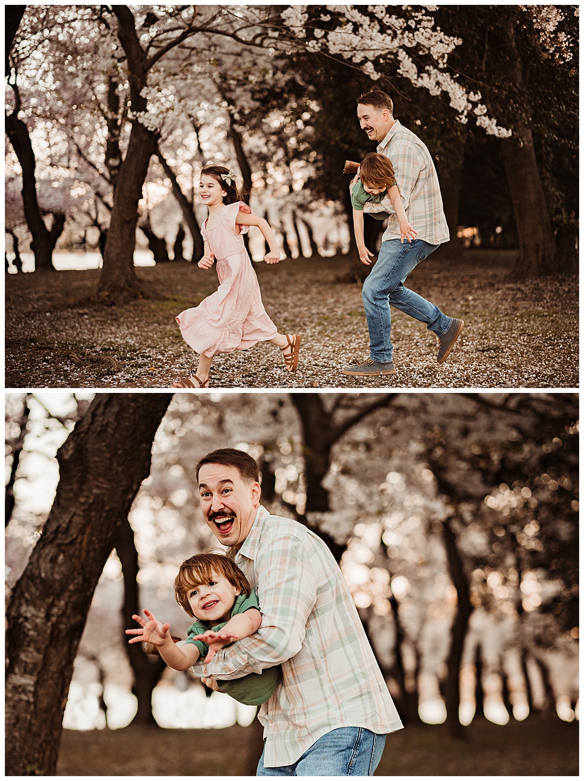 Dad plays with kids for Virginia Family Photographer