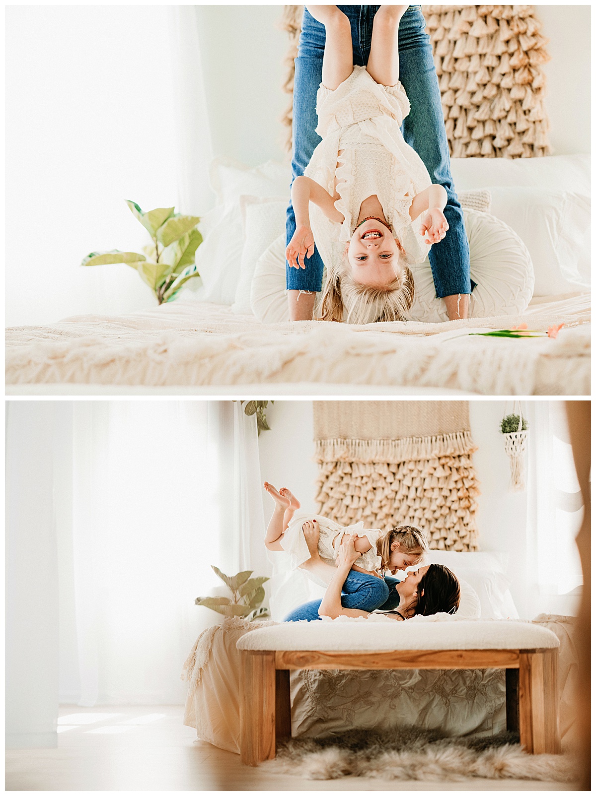 Little girl and mom are playful with one another for Virginia Family Photographer