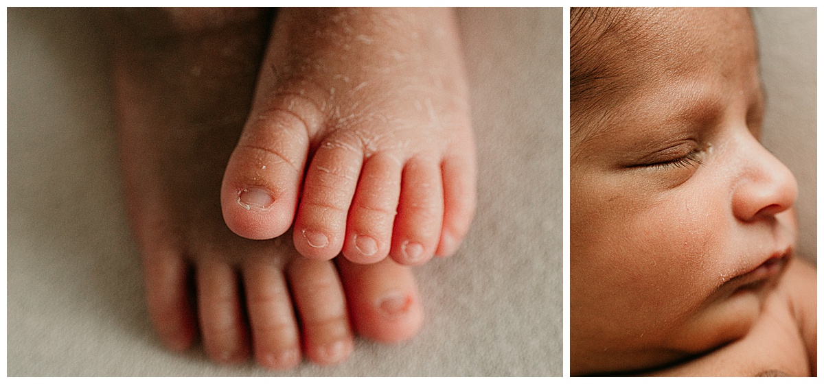 Tiny baby feet and baby nose for Virginia Newborn Photographer