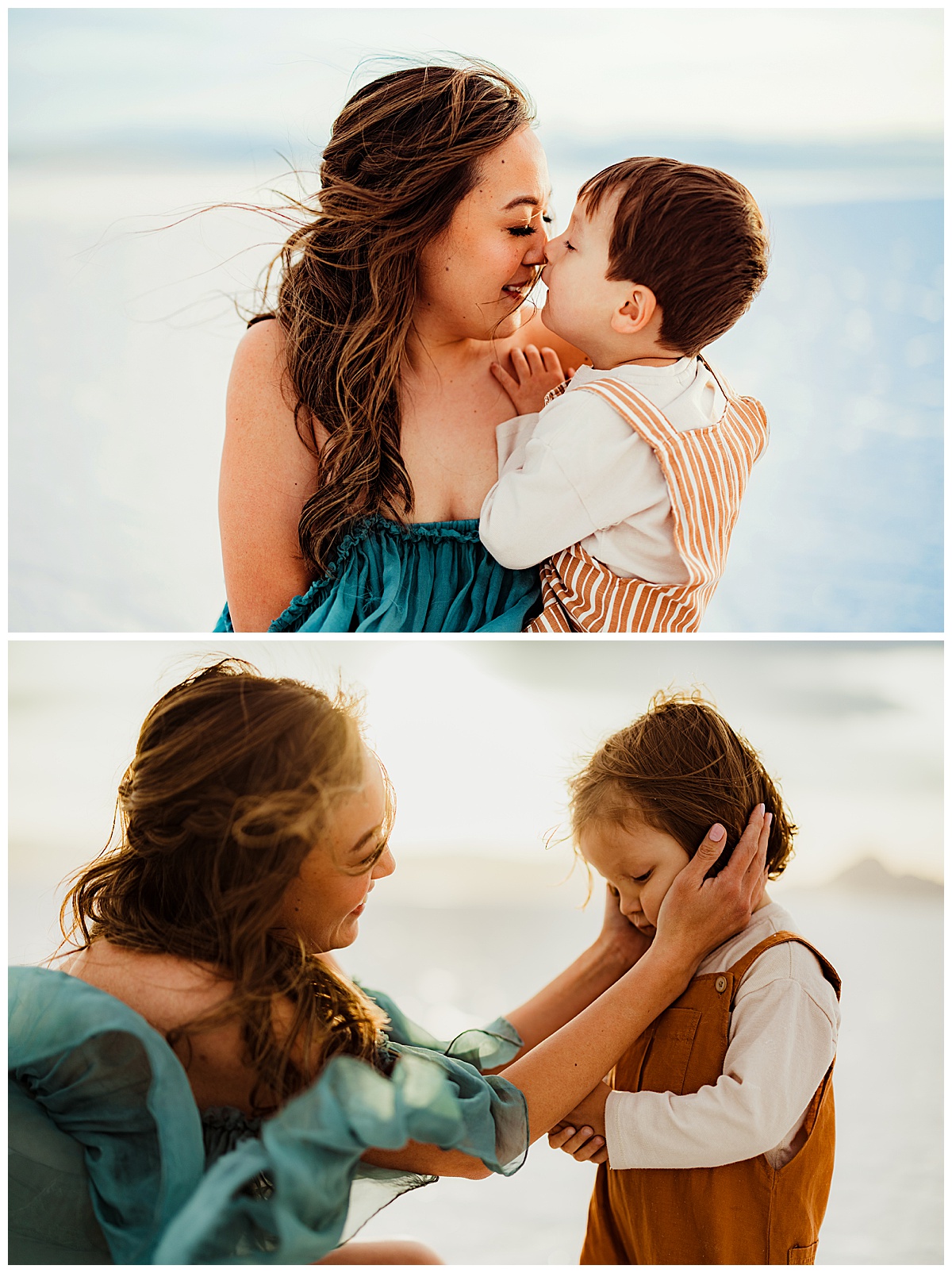 Mama loves on her kids during their Bonneville Salt Flats Family Session