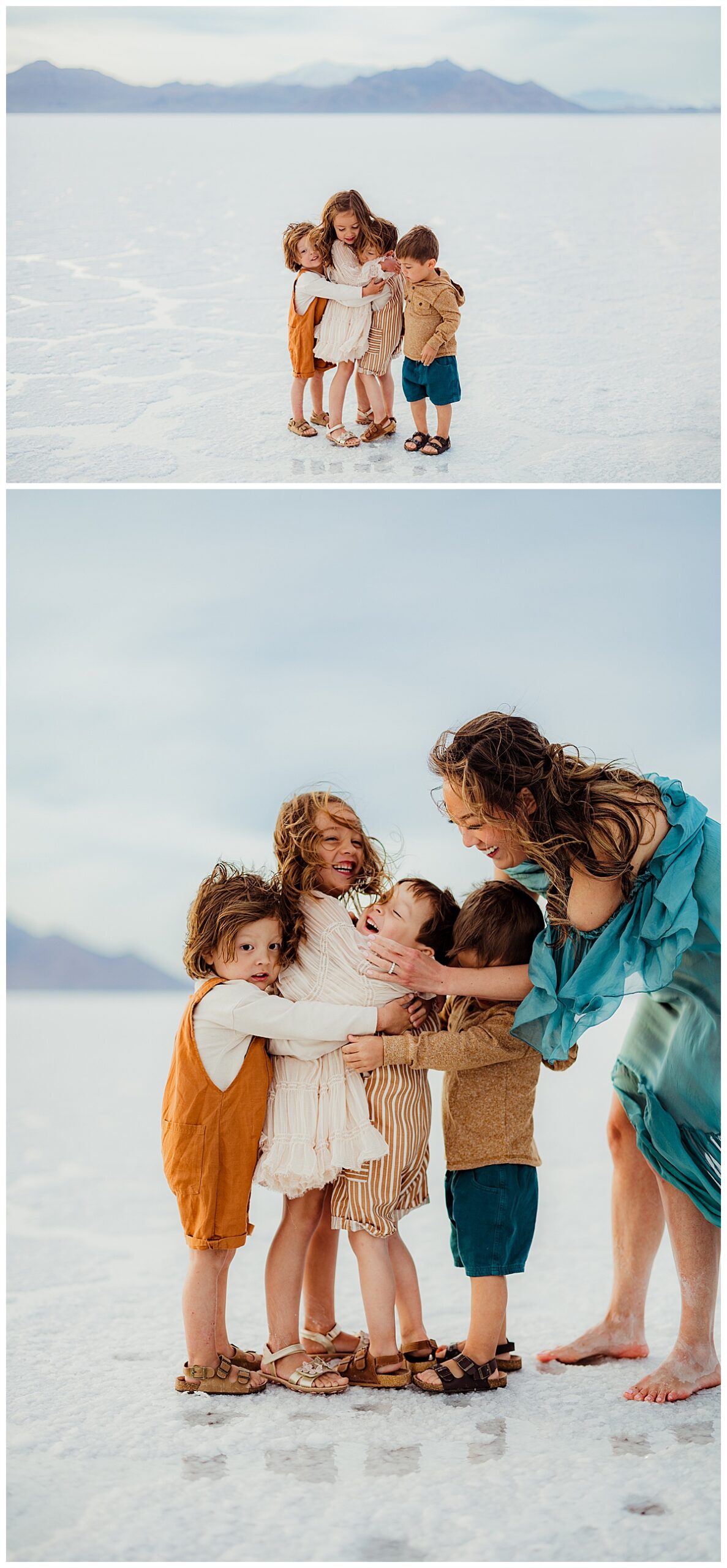 Mom brings kids in close for a big hug for Norma Fayak Photography