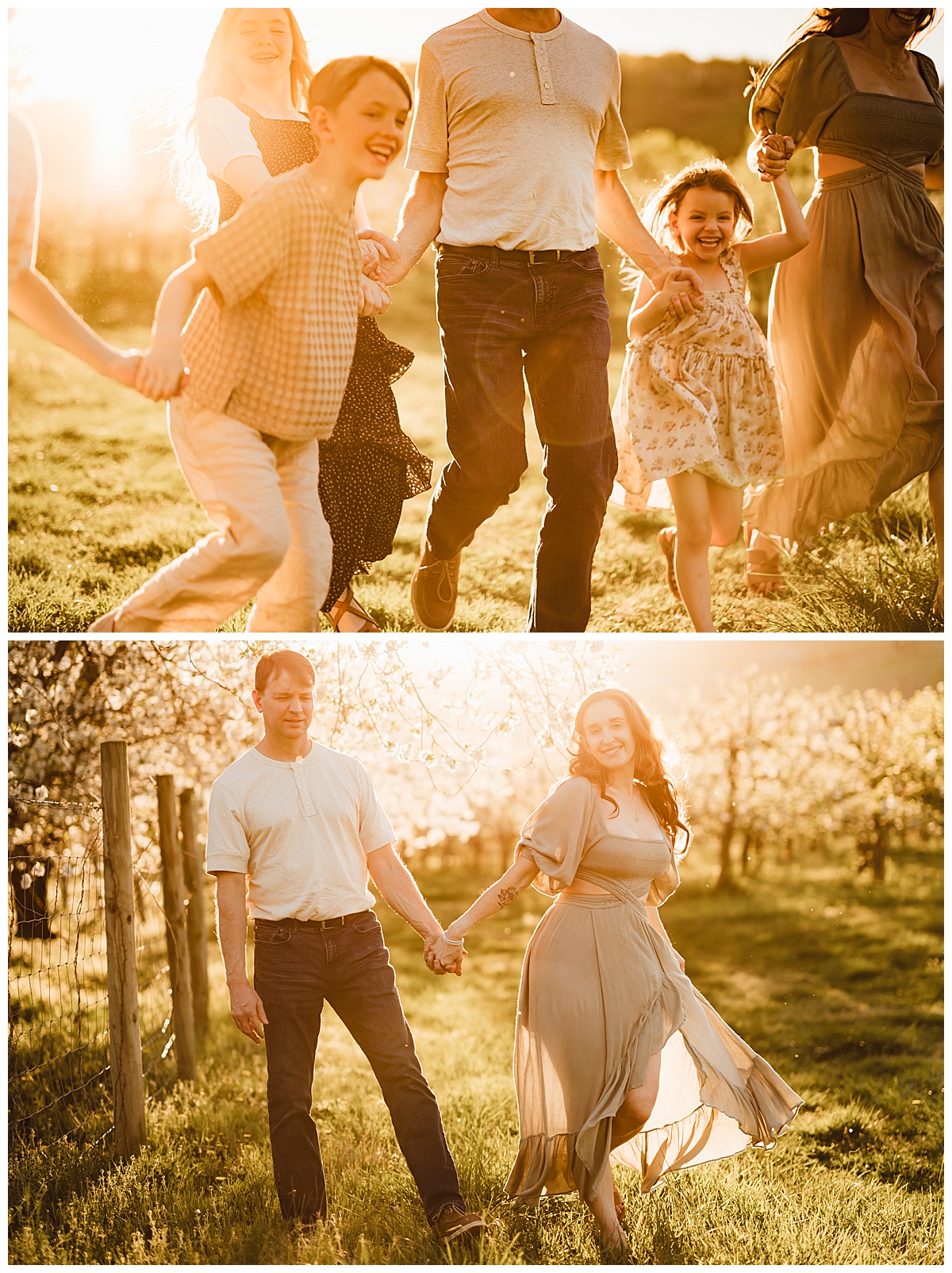 Parents run with their kids for Virginia Family Photographer