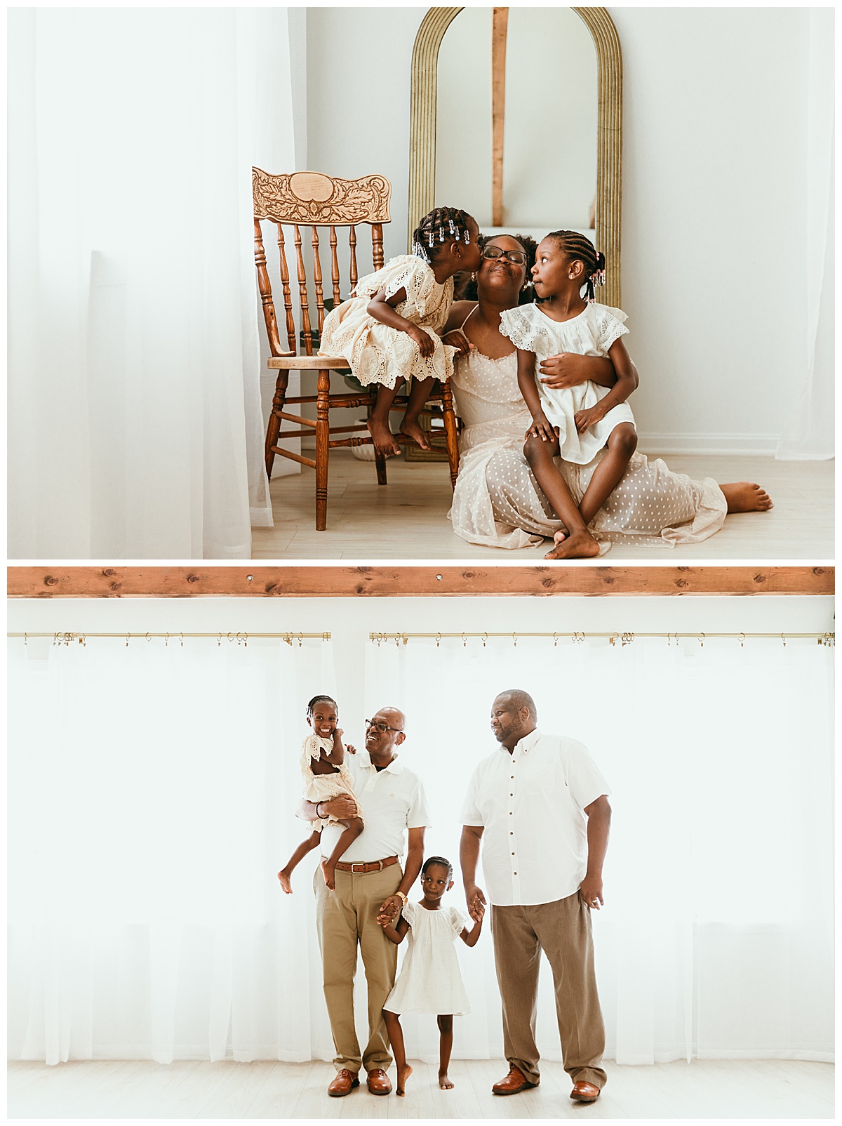 Family members smile and laugh together for Virginia Family Photographer