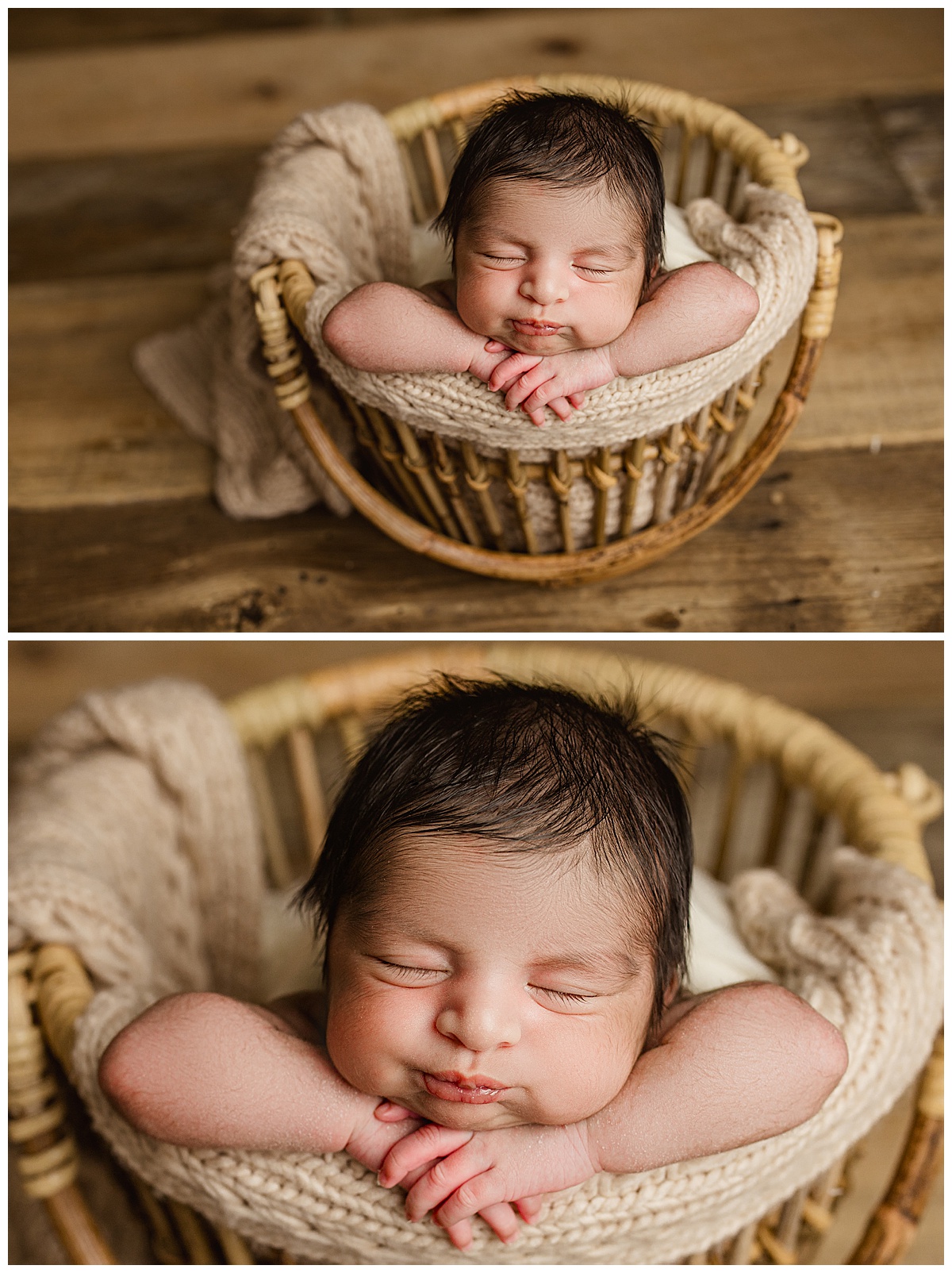 Young baby boy sits in basket for Norma Fayak Photography