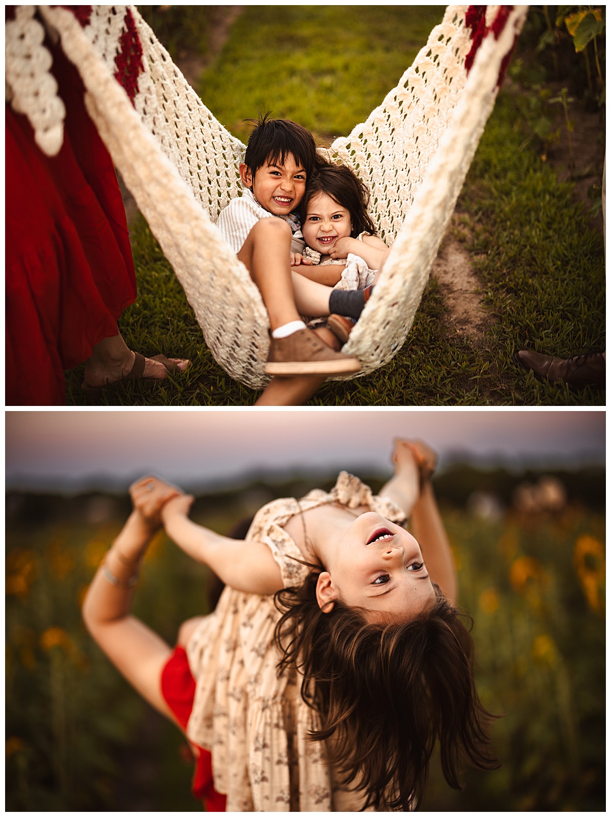 Kids play on a blanket for Sunflower Field Family Photos