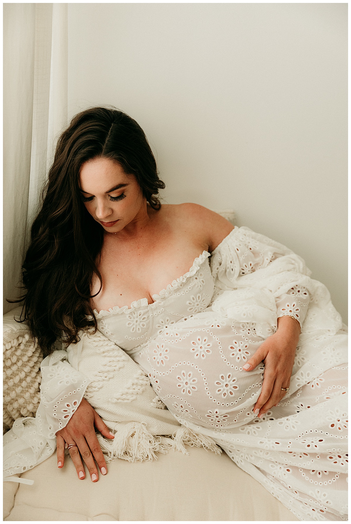 Mother has beautiful Hair & Makeup done for full fine art maternity session