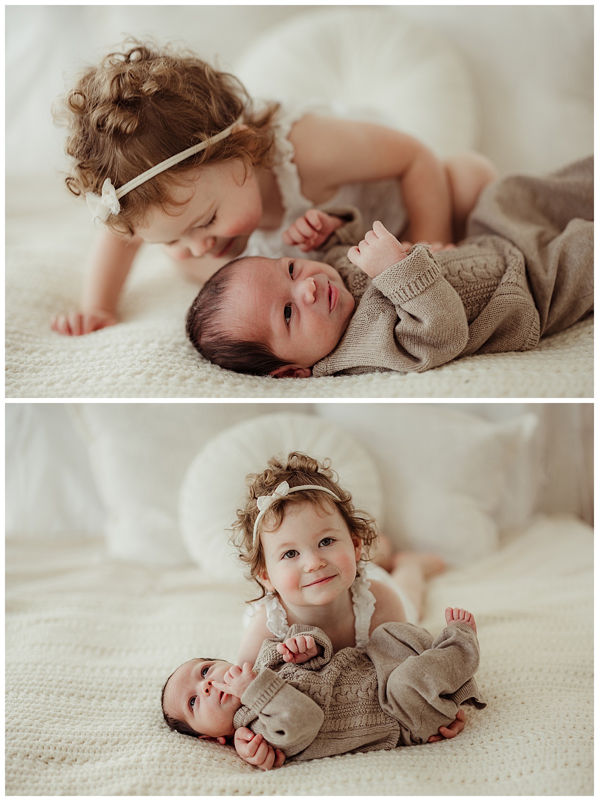 Young girl kisses newborn for Norma Fayak Photography