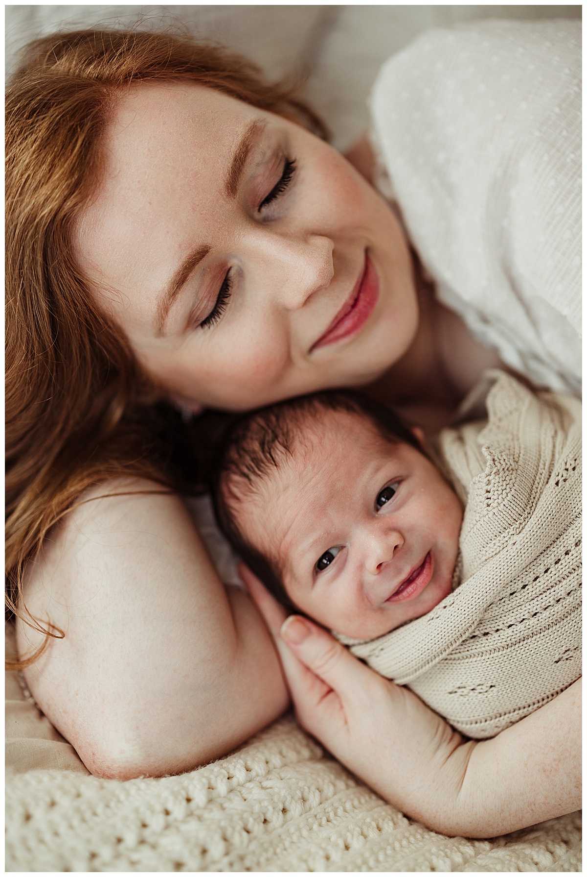 Mom and baby cuddle together for Virginia Newborn Photographer