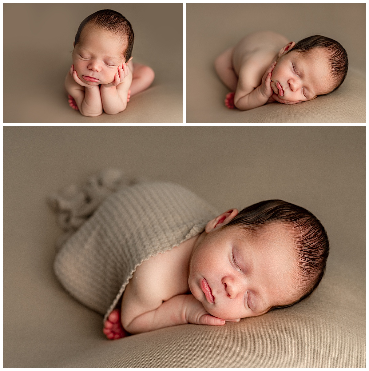 Infant lays down for Virginia Newborn Photographer 