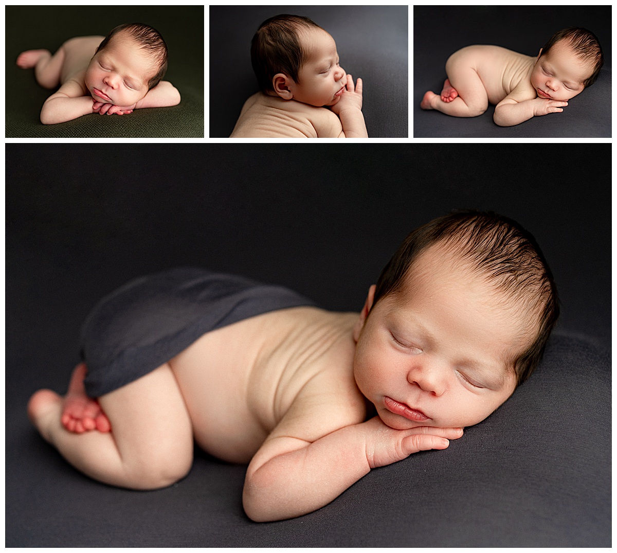 Baby lays on a blanket fir Virginia Newborn Photographer 