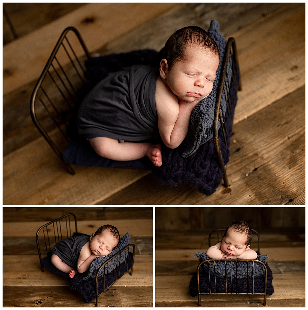 Baby cuddle in small prop for Virginia Newborn Photographer