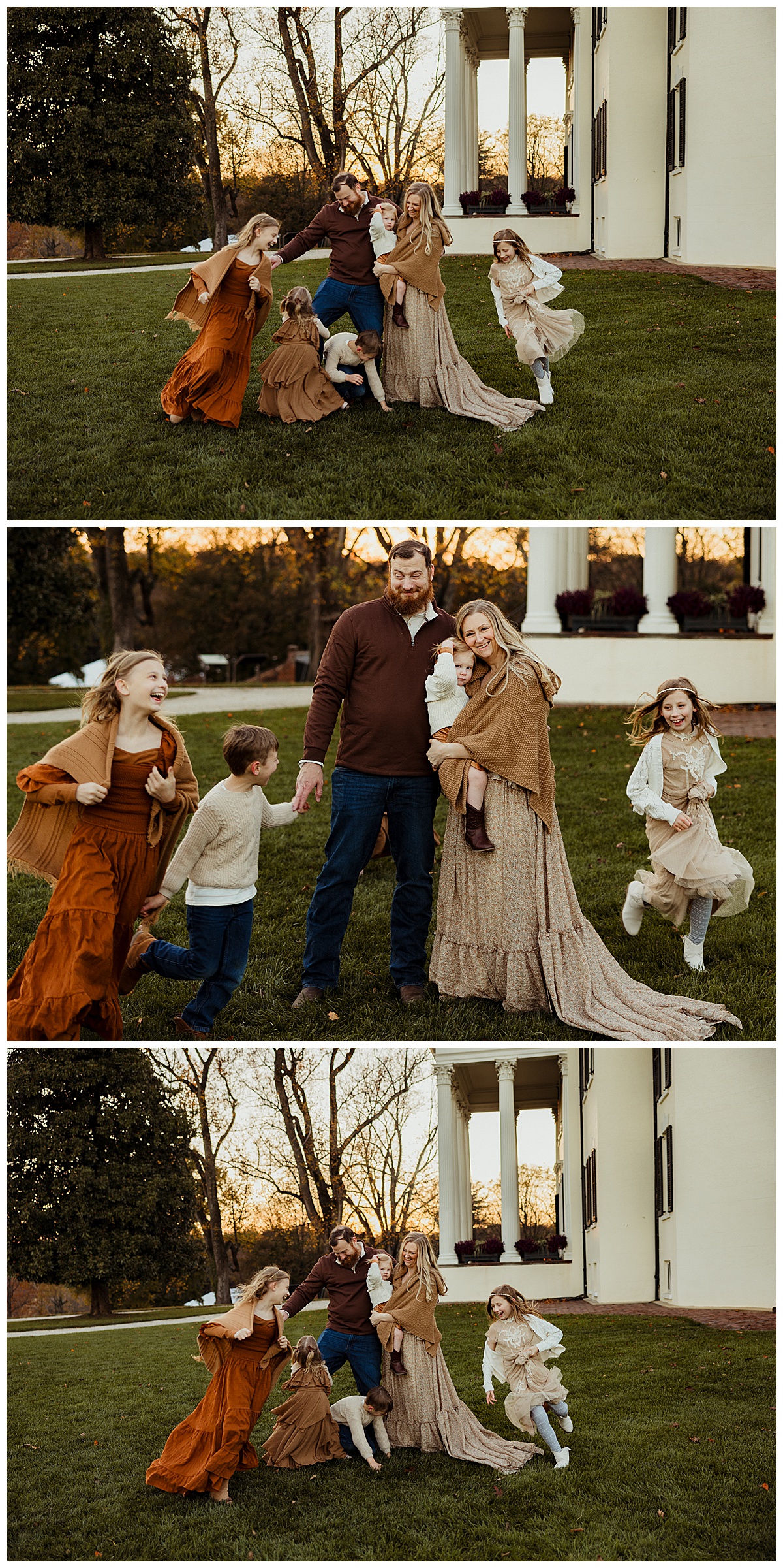 Parents cuddle their kids close wearing Neutral Color Palette For Family Photos