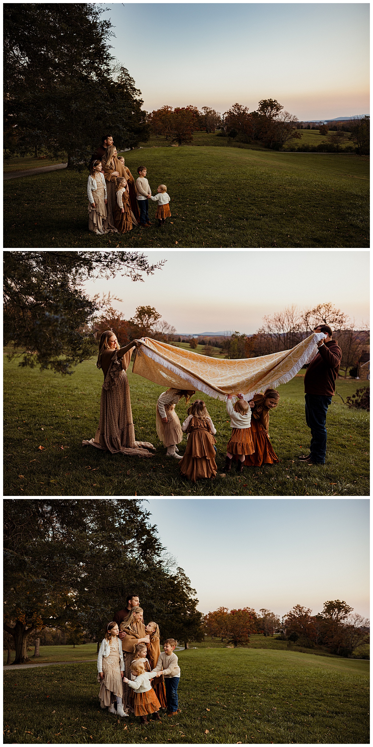 Parents play with children for wearing Neutral Color Palette For Family Photos