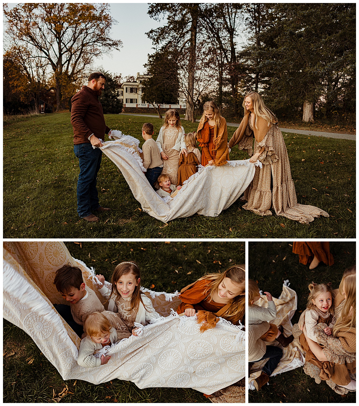 Kids play on blanket for Virginia Family Photographer