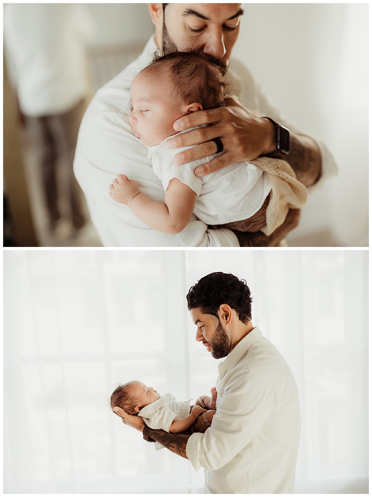Dad cuddles son for Lifestyle Newborn Session