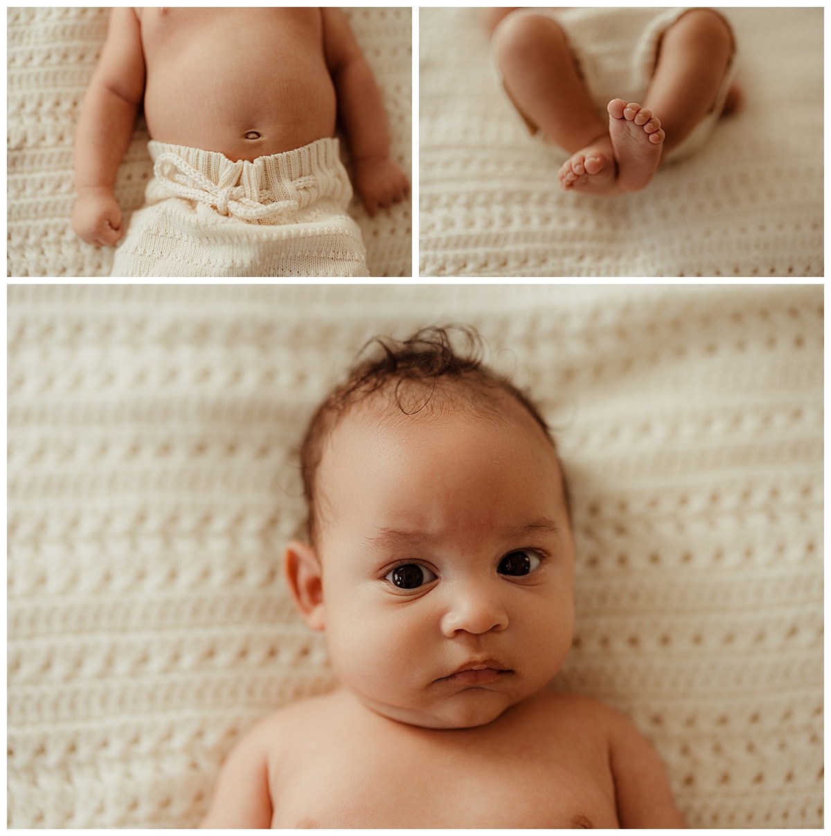 Baby lays on the blanket for Lifestyle Newborn Session