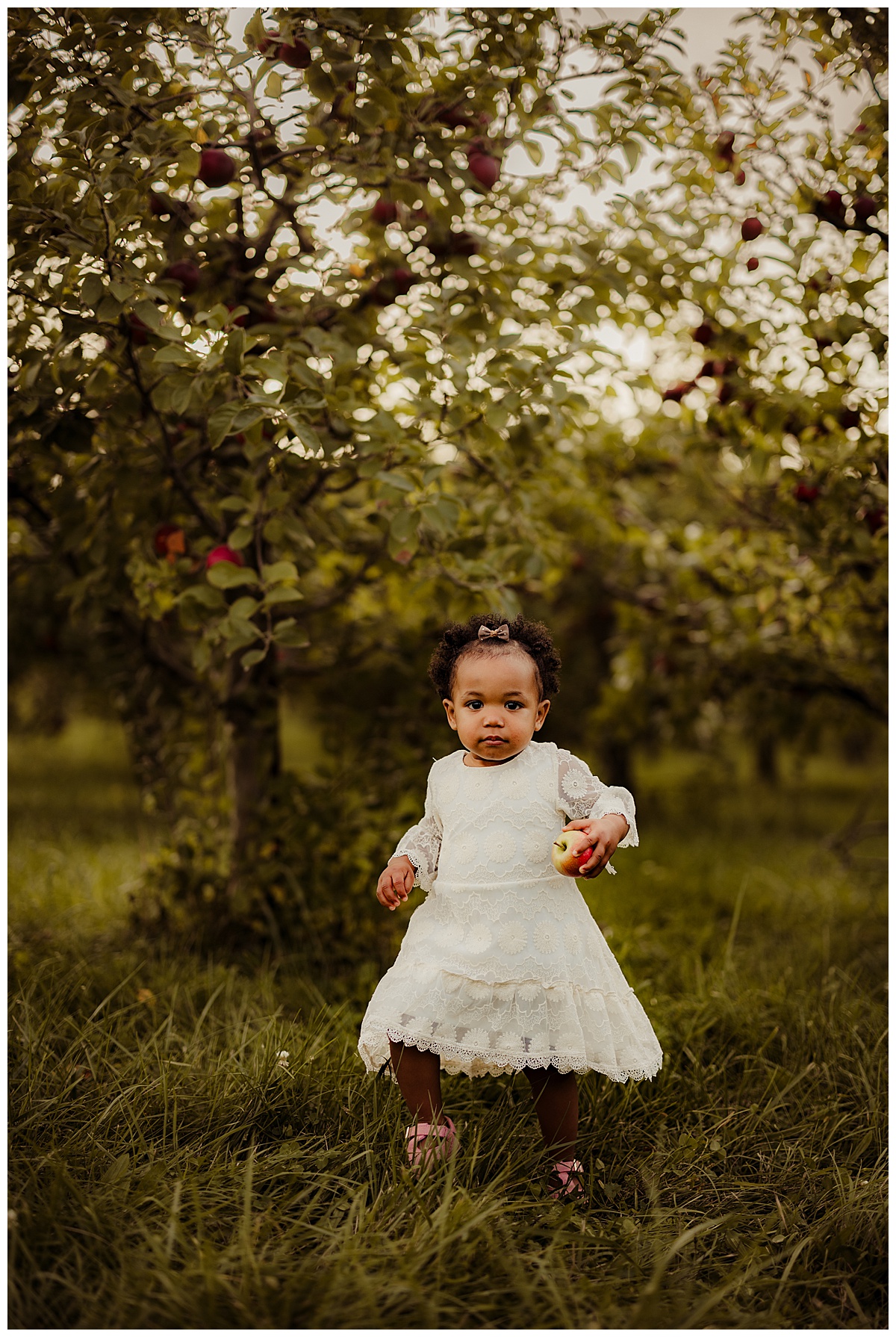 Young girl runs through the farm for Virginia Family Photographer 