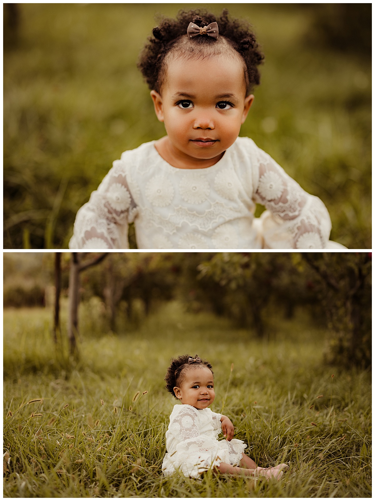 Baby girl sits in the field for Norma Fayak Photography