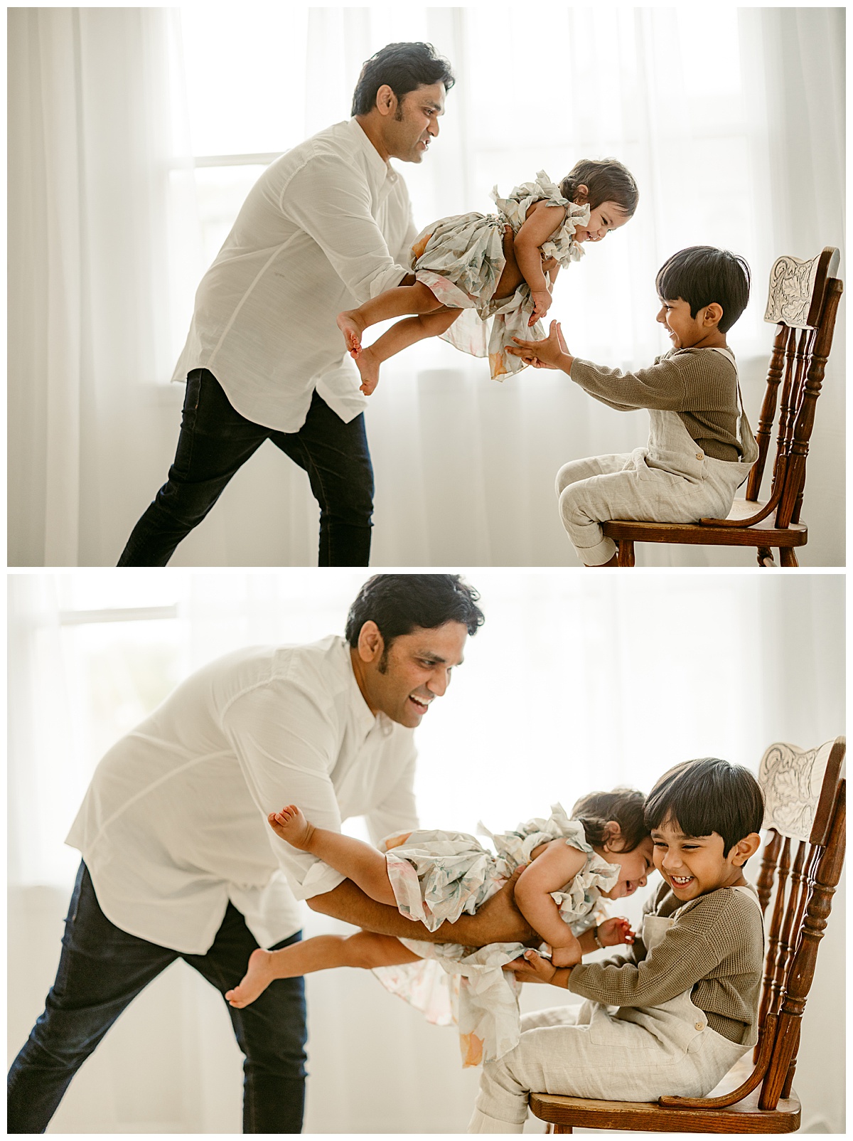 Dad plays with their children during their Unposed Lifestyle Shoot
