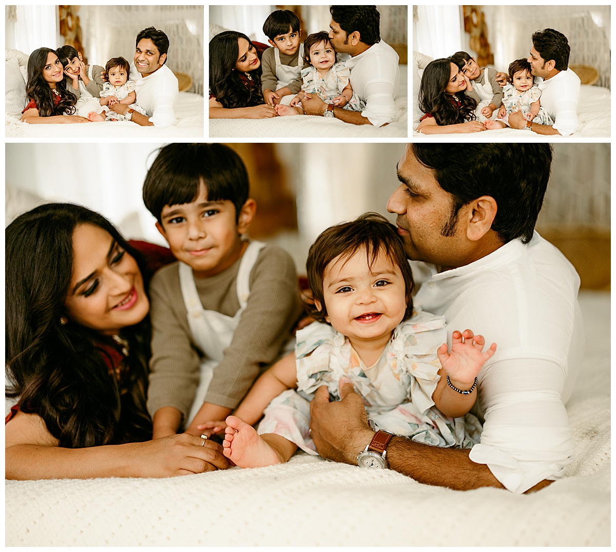 Family sits on the bed together for Norma Fayak Photography