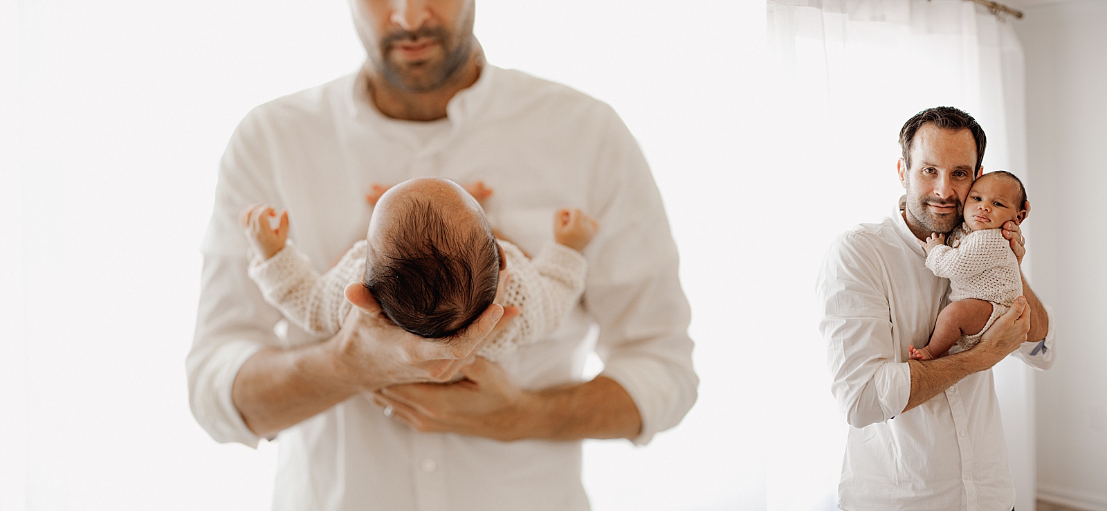 Dad cuddles with baby during Lifestyle Newborn Session