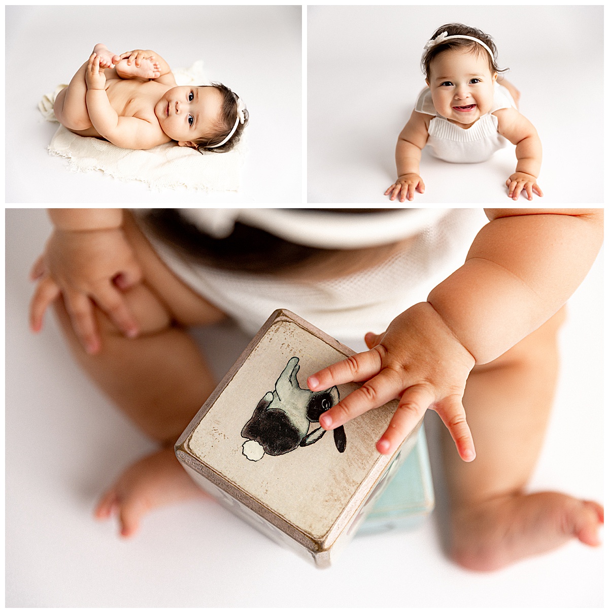 Baby plays with blocks for Virginia baby photographer
