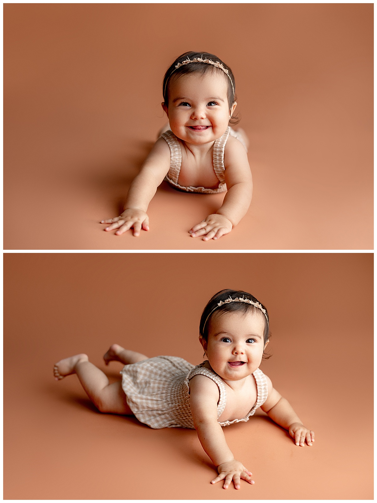 Baby girl lays on her stomach for Norma Fayak Photography